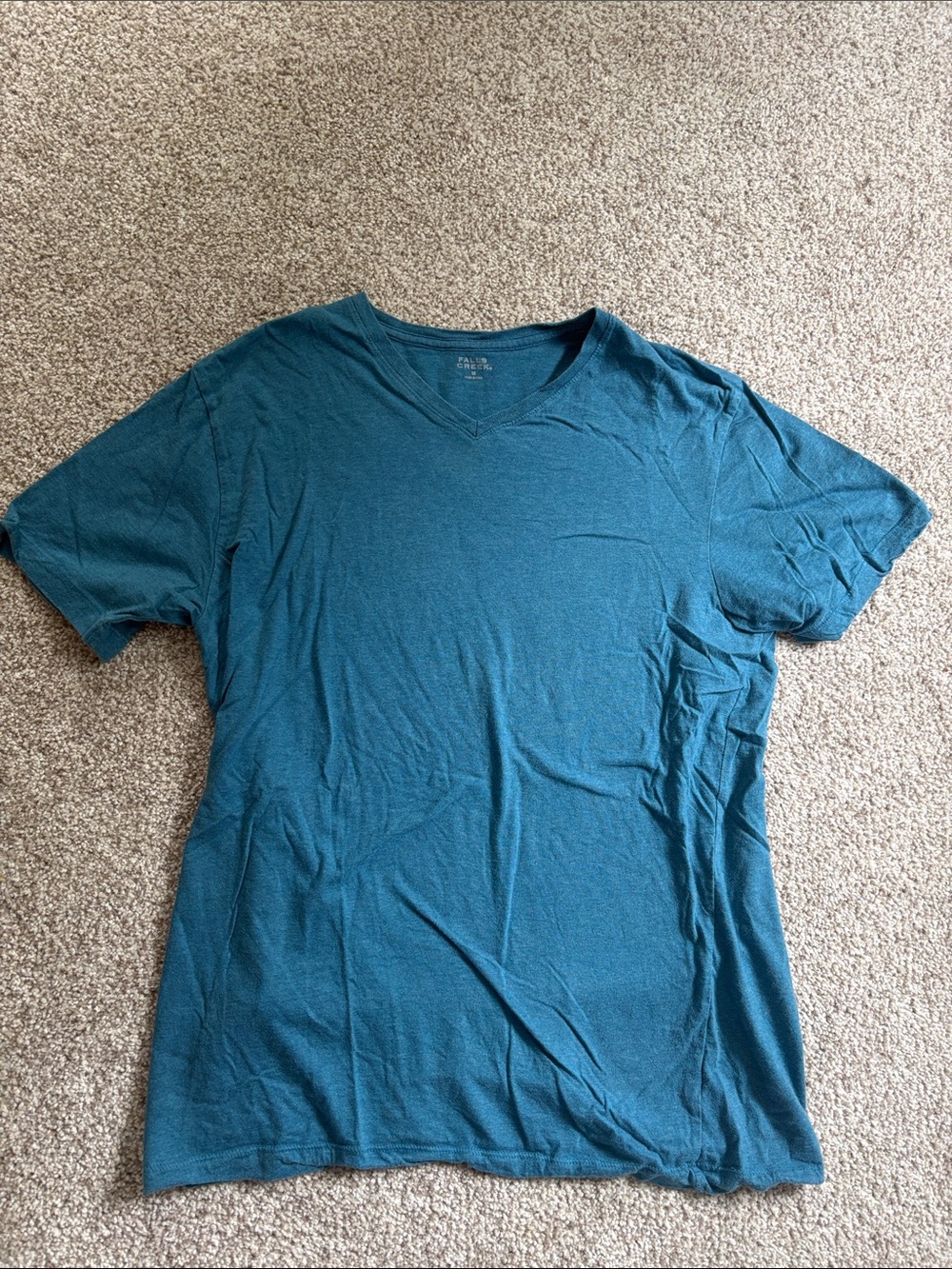 Falls Creek Men's Blue V-Neck Short Sleeve Tee